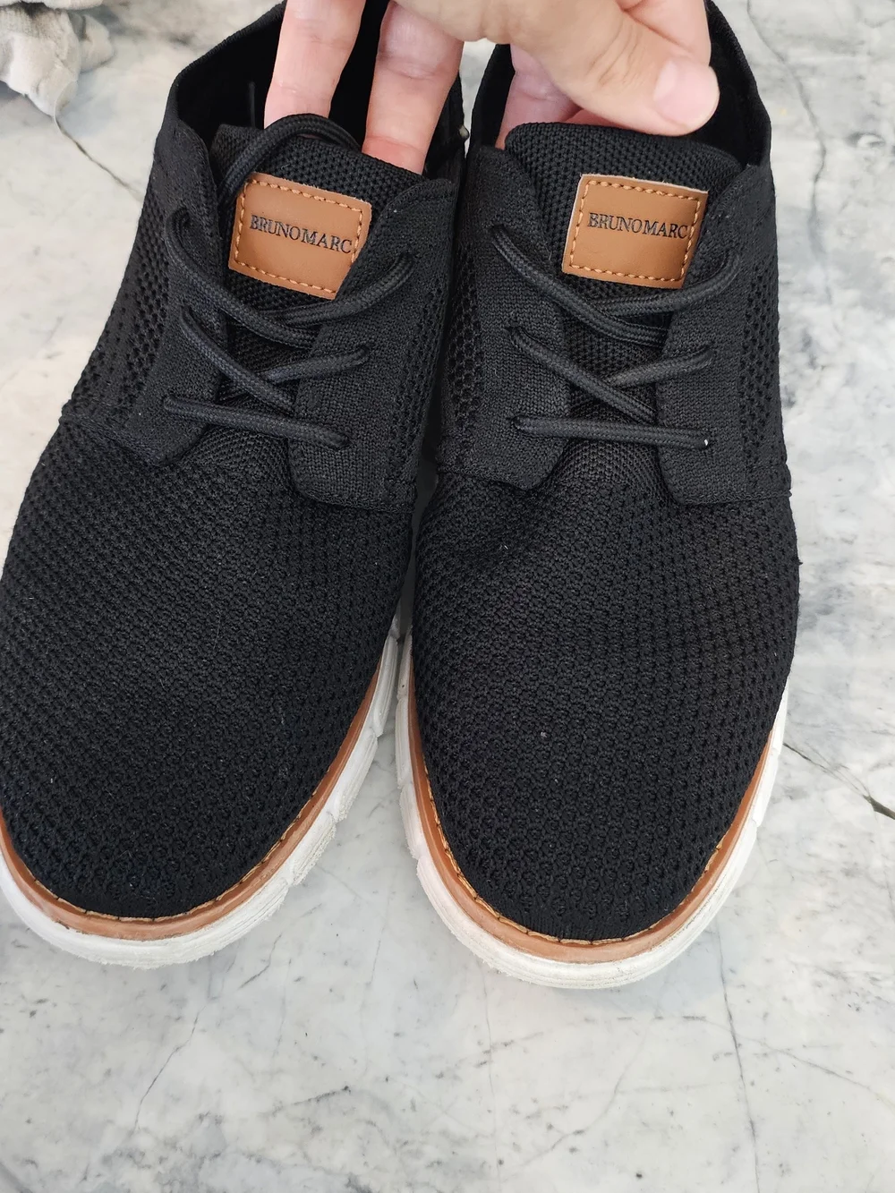 boys Black Knit Casual Shoes - Comfortable Lace-Up